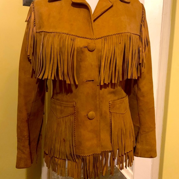 💝SOLD💝🍒Vintage @ThriftNTell fringe suede jacket🍒 - Picture 2 of 13